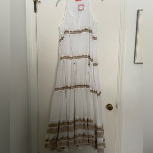 Oliphant White Maxi Dress with Gold Accents